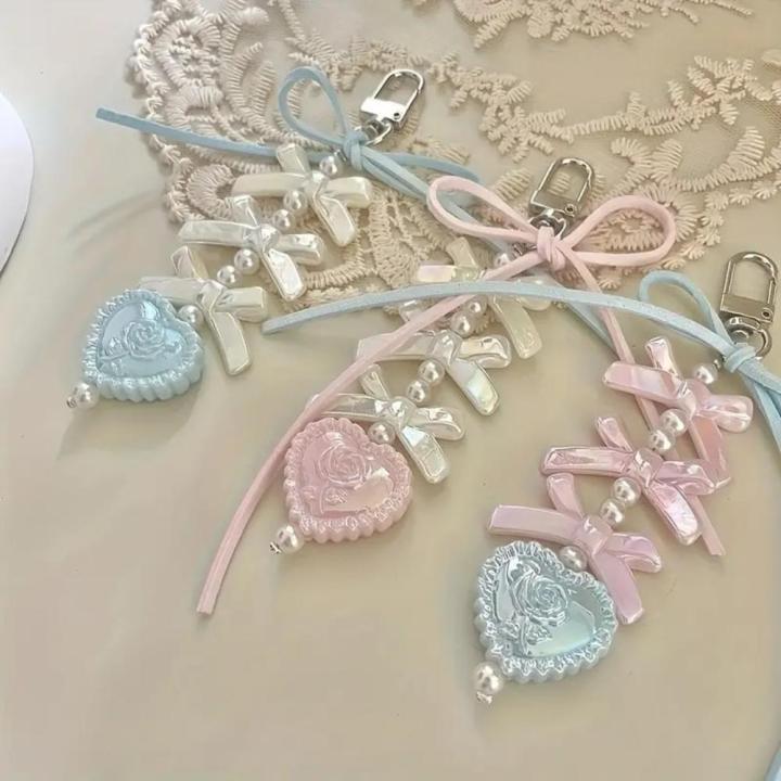 Kawaii Charm Decorative Bowknot Y2k Strap Sweet Keychain For Birthday ...