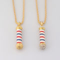 Fashion Barber Shop Pole 3D Barber Pole Chain Pendant Necklace Hip Hop Barber Hairdresser Gothic Necklace Jewelry. 