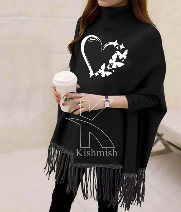 Women's%20Winter!%20Printed%20Fleece%20Poncho%20For%20Women%20Cute%20Heart%20And%20Butterflies%20Printed%20Poncho%20For%20Girls%20-%20Image%207