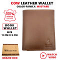 Genuine Cow Leather Short Bifold Book Wallet for Men. 