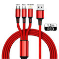 3 in1 Fast Charging Cable Type C Micro Charger Multiple Usb Charging Cord Mobile Phone Multi Usb Port Wire For Xiaomi iPhone. 