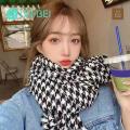 Thick Warm Long Scarf Stylish Black White Plaid Print Scarf with Tassel Trim Warm Shawl for Women Women Black White Scarf. 