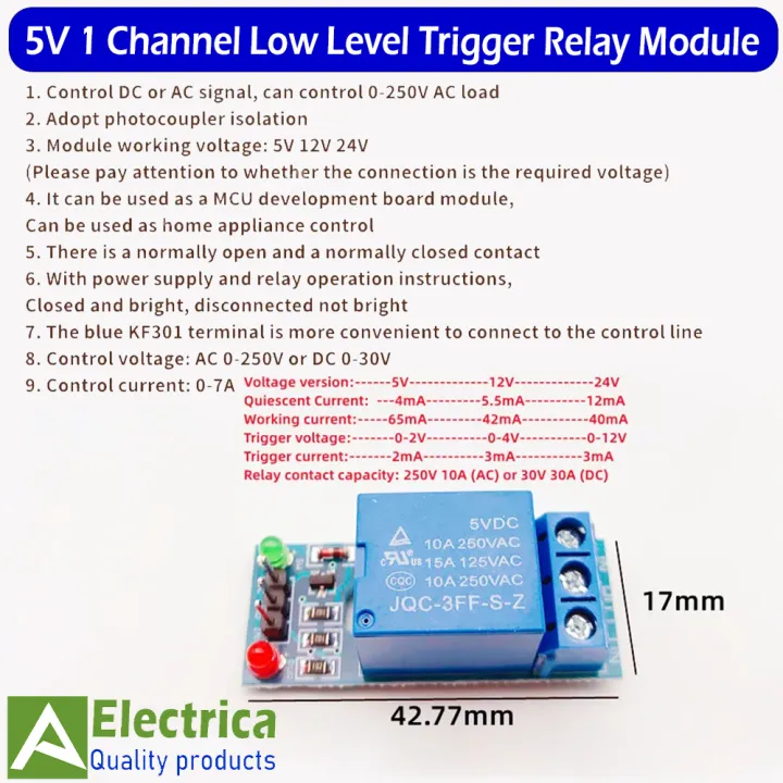 5V%20low%20level%20trigger%20One%201%20Channel%20Relay%20Module%20interface%20Board%20Shield%20For%20PIC%20AVR%20DSP%20ARM%20MCU%20for%20Arduino%20by%20Electrica%20-%20Image%203