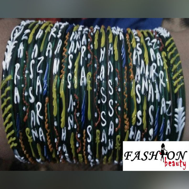 Glass Bangles With Stylish Name Printed And Trendy Design