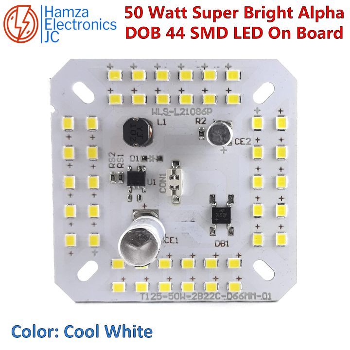 50 Watt Super Bright Alpha DOB MCPCB Driver on Board LED Lights Raw Material Electronic Kit for Bulb | 44 SMD LED On Board | Cool White