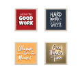 Motivational Quotes Wall Art Office Frames, Glass front with Prints, 4 Set 7x7 inches. 