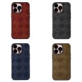 For iPhone 14 Pro Max Weave Plaid PU Phone Case (Black). 