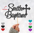 Custom Baptism Cake Topper For Party Celebration, Christening Toppers God Bless, Personalised with Any Color, Any Name. 