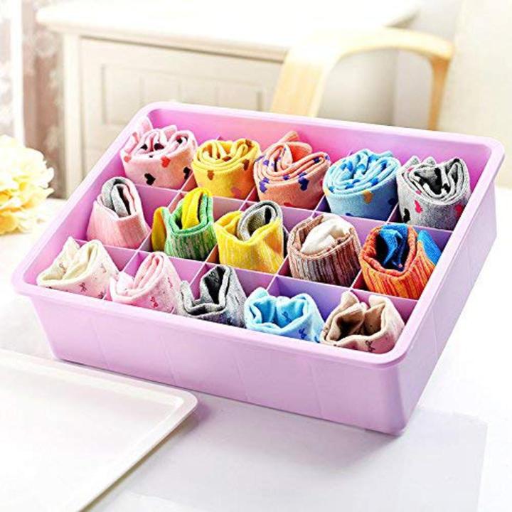 Socks Undergarments Storage Box 15 Grid with Transparent Cover