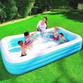BESTWAY 54150 Deluxe Blue Rectangular Family Pool | 3 Rings Pool  - 10' x 6' x 18". 