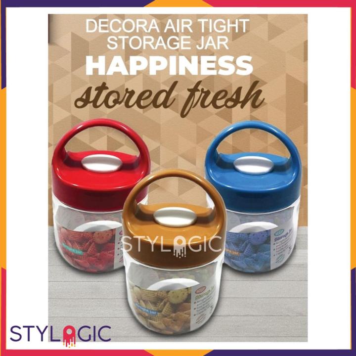 KITCHEN JAR - STORAGE JAR - JARS SET - SPICE JAR - RACK JAR - FOOD GRADE PURE PLASTIC – DECORA AIR TIGHT STORAGE JAR WITH GRIP HANDLE - SMALL 500GMS PACK OF 1 PCS