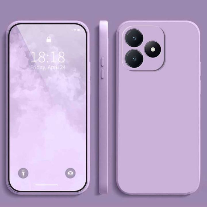 Realme C63 C 63 C61 C53 C51 Liquid Silicone Straight Edge Phone Casing Candy Color Silicone TPU Back Cover