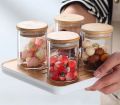 200ml glass  jar with bamboo lid  heat resistent glass jar  Best for spices and candle. 