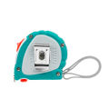 TOTAL Steel Measuring Tape with Metric and Inch, 3 Stop Button Function, Rubber Cover. 