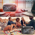 Digital LED Alarm Clock Wireless Radio Bluetooth Speaker with USB Bedside Phone Laptop,Temperature/3 Dimmable LED Light/Mirror/Handsfree Calling for Bedroom (Rose Gold). 