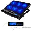 Laptop Cooling Pad, 6 Fans LCD Screen Gaming Laptop Cooler - 6 Gear Strong Wind Speed Designed, Dual USB Ports, Adjustable Mount Stand. 