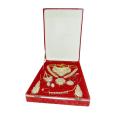 Sterling silver Golden Red shade Mootti & white Stone complete Bridal jewellery set. 
