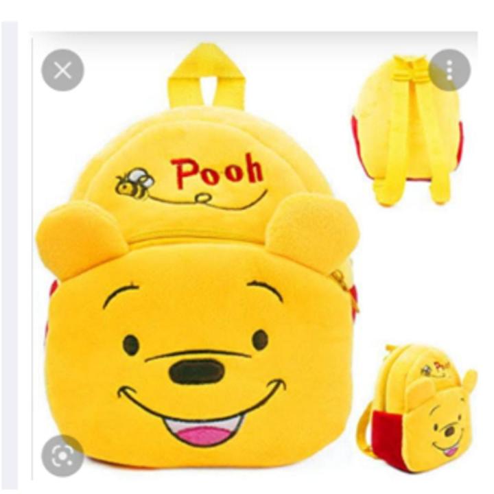 Pooh character backpack for kids Soft stuff Chaina import Specially for small kids Easy to carry Toys and color etc