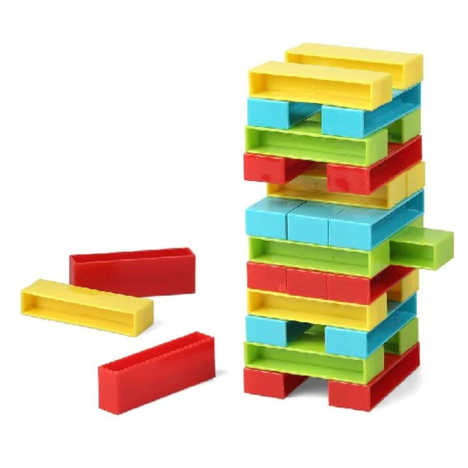 Mini Classic Jenga Plastic Multi color Stacking Blocks - 45 plastics Jenga Blocks - Multicolor