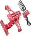 RED Universal CNC Motorcycle License Plate Holder Frame With LED (Number plate holder)Aluminum Adjustable Universal Fitment Motorcycle Accessories- RED (L KEYS NOT INCLUDED). 