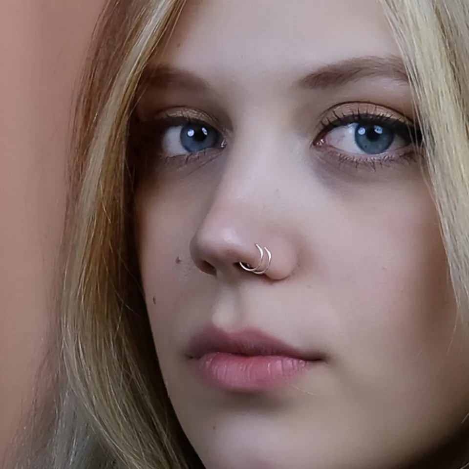 Stainless Steel Double Hoop Nose Ring Nostril Piercing Nose Ring