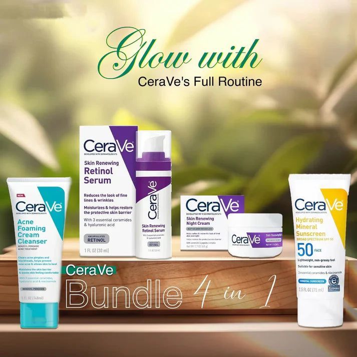 4-in-1 Skincare Kit – Cleanser, Serum, Sunblock & Night Cream