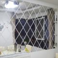 Self-Adhesive Acrylic Mirror Wall Stickers Waterproof Home Decal DIY Decoration Diamond Splicing Movable Mirror Glass Sticker. 