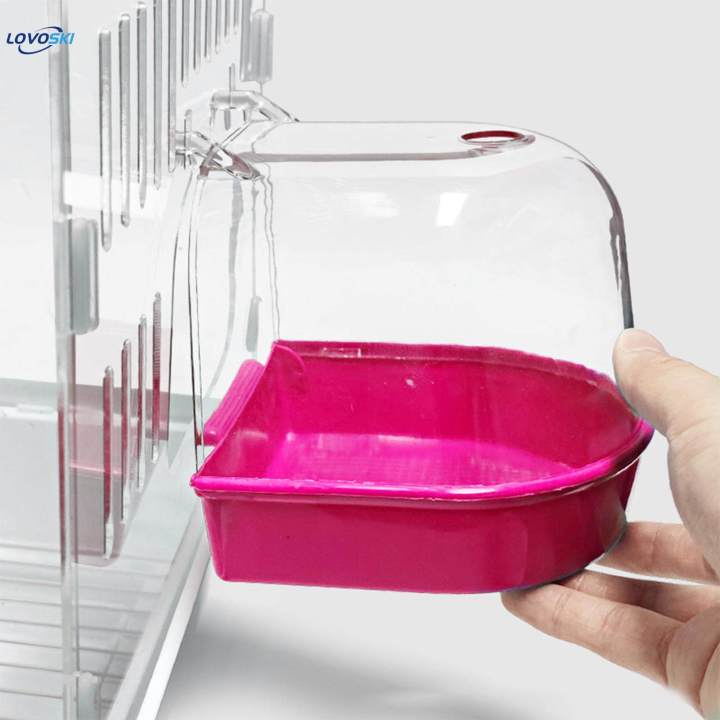 Bird Bath Box Bird Bathtub Parrot Bathing Tub for Budgie Parakeets Cockatiel Pink