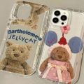 Cartoon Teddy Bear Soft TPU Case for iPhone 15 14 13 12 11 Pro Max XR XS X 8 7 6 6S Plus SE 2020 Shockproof Clear Cover. 