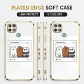 (Free Lanyard) Luxury 6D Plating Case for OPPO A12 Phone Cases Cute Cartoon Anime Bears Side Print Soft Silicone Square Back Cover. 
