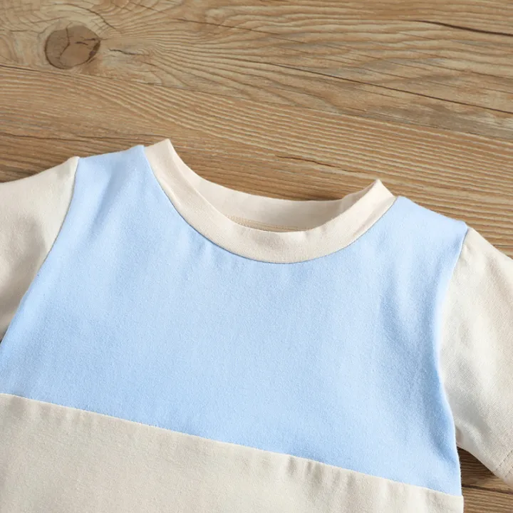 Baby%20Boys%20Summer%20Outfits%20Contrast%20Color%20Short%20Sleeve%20Crew%20Neck%20T-shirt%20Tops%20and%20Elastic%20Casual%20Shorts%20Set%20-%20Image%204