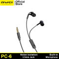 Awei PC-6 Mini Stereo In-Ear Earphones Explosive Bass Headphones with Noise isolation Excellent Sound Quality. 