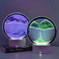 RGB 16 Colors Led Sandscape Lamp, Sandscape Painting, Moving Sand Art, 3D Moving Sand Mountain Lamp With Metal Stand, Hourglass Sand Timer, Sand Lamp, Flow 3D Glass Round Hourglass Painting, Showpiece, Home Decoration By EC Mart. 