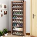 9 Tier Dust Proof Shoe Rack with Nonwoven Fabric  and Metal Frame. 