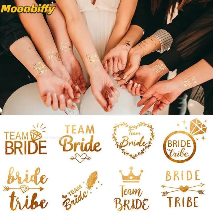 10Pcs Team Bride Tribe Golden Tattoo Stickers Bachelorette Hen Party ...