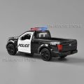 【Simple 3C】1:36 Car Model Toy Ford F-150 Raptor Police Patrol Wagon Pull Back Miniature Replica. 