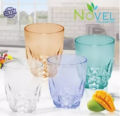 3 Pcs Transparent Water Glass Set Acrylic Plastic (Multicolours). 