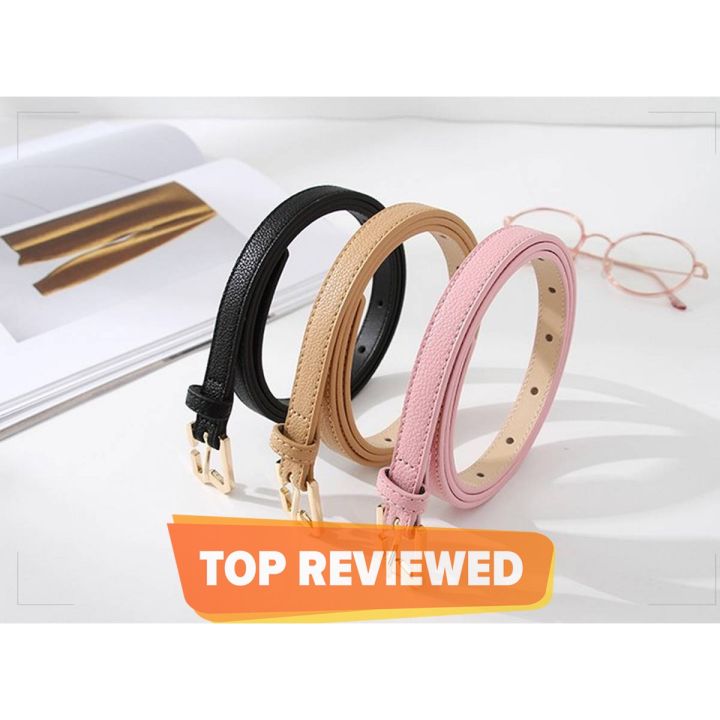 Metal%20Buckle%20Women's%20Leather%20Belt,%20Thin%20Waist%20Strap,%20Black/White,%2040-inch%20-%20Image%203