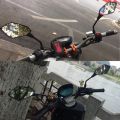 Universal 2Pcs Motorcycle Big Size Rear View Mirror Black Motorcycle Motorbike Chrome Scooter Rearview Rear View Side Mirror 8Mm. 