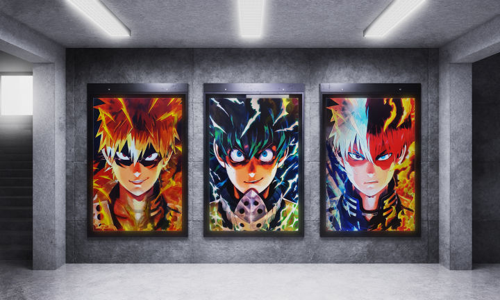 My Hero Academia Shoto Toshinori Izuku Katsuki Anime 3D Lenticular Flip Poster Triple Transition 3 Images in 1 Poster – 30x40cm