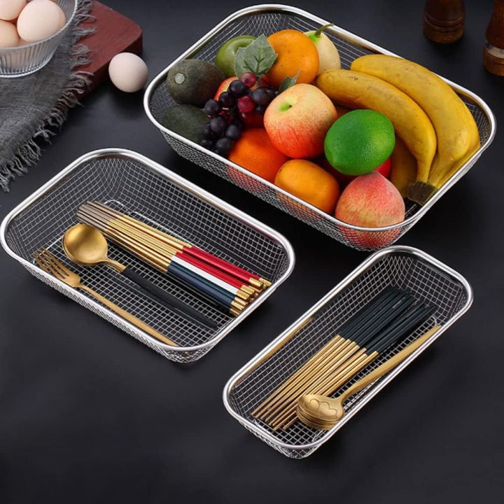 Stainless Steel Kitchen Strainer Mesh Dishwasher Utensils Organizer Basket