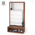 Wood Dressing Wall Mirrors/Wall Hanging Dressing Mirrors with Shelf/Decorative Wall Mirror/Dressing Table for Bedroom Living Room. 