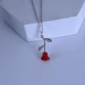 New Retro Rose Flower Pendant Charm Party Red Necklace Female Accessories Banquet Jewelry Girlfriend. 