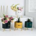 Table Ceramic Flower Vase with Iron Stand Nice, Decorative Round Bud Vase, Hydroponics Container, Plant Pot, Floral Vases for Home Decor Centerpieces With Artificial Flower. 