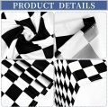 Classic Black White Checkered Table Runner Polyester Racing Theme Party Table Decor Soccer Goal Cup Wedding Table Runners. 