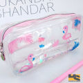 Pack of 2 Cute Unicorn and Flamingo Glitter Liquid Pencil Case High Capacity Pencil Bag Transparent Glitter Pencil case For Girls Pen Box School Supplies| Cute stationary items for girls. 