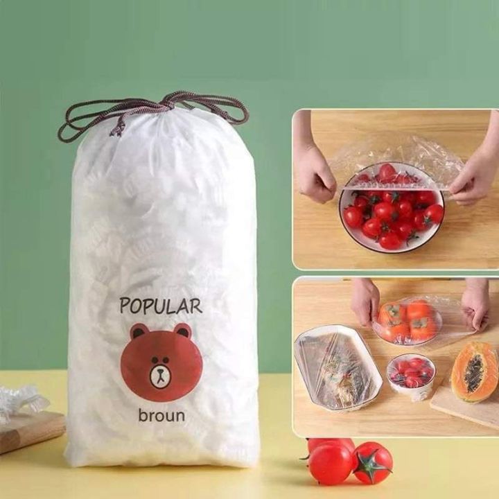 Disposable Food Cover Plastic Wrap Elastic Food Lids For Fruit Bowls Cup Cap Storage Kitchen Fresh Keeping Saver Bag