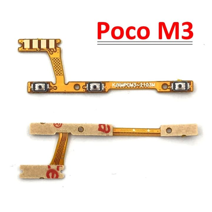 New For Xiaomi Poco M3 Power On/Off Key Volume Side Button Flex Cable Repair Parts