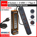SpeedX 403PUC Power Strip Multi Power Plug Extension Board with 3 USB Ports + 4 Sockets Universal Travel Charging Adapter. 