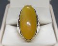 Natural Mens Zard Aqeeq Ring Kaptaan Ring Sterling Silver 925 Imran Khan Yellow Aqeeq Ring Yellow Carnelian Ring Handmade Yellow Agate Ring Chandi Ring Netural Gemstone for Mens. 